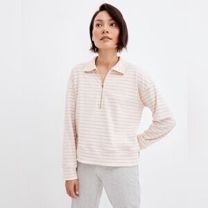 Haven Well within cotton striped half zip polo